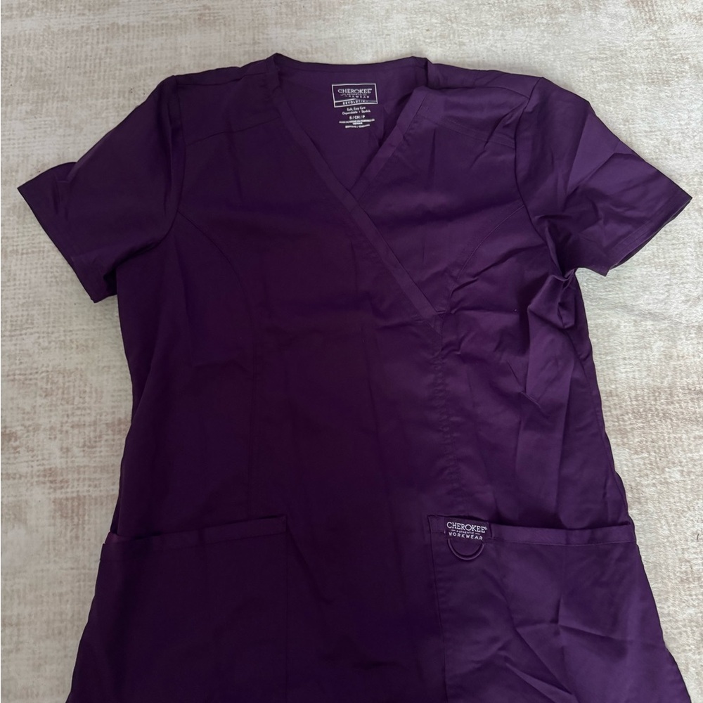 Cherokee Deep Purple V-Neck Scrub Top